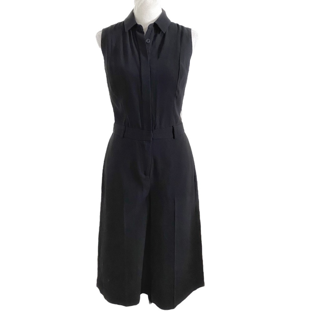 DYLAN GRAY BLACK SLEEVELESS BUTTON FRONT CROPPED WEDDING LEG JUMPSUIT - 2